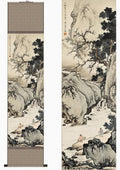 JSJTAMUS Chinese Landscape Painting Decor, Ink Painting Wall Art, Wall Hanging Scroll with Wood Frame, Oriental Wall Art, Asian Art Wall Decor, Zen Home Decor Aesthetic (F06)