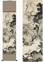 JSJTAMUS Chinese Landscape Painting Decor, Ink Painting Wall Art, Wall Hanging Scroll with Wood Frame, Oriental Wall Art, Asian Art Wall Decor, Zen Home Decor Aesthetic (F06)
