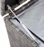 Black PE Rattan Outdoor Storage Box with Seat, Storage Bench for Cushions and Blankets, Patio and Garden Box