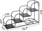 Noamus 4-Tier Syrup Bottle Holder, Iron 4 Compartment Bottle Organizer Rack, 16" Countertop Display Storage Shelf Bottle Stand, Metal Coffee Bar Organizer for Dressing, Wine, Juice, Kitchen, Black