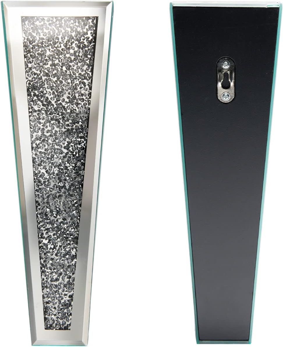 Crystal Wall Vase Hanging Flower-vase - Silver Crushed Diamond Mirrored Container Flower Vase Home Decor for Living Room, Dining Room, Bedroom, Set of 2 （11.2 Inch High） Wittolins