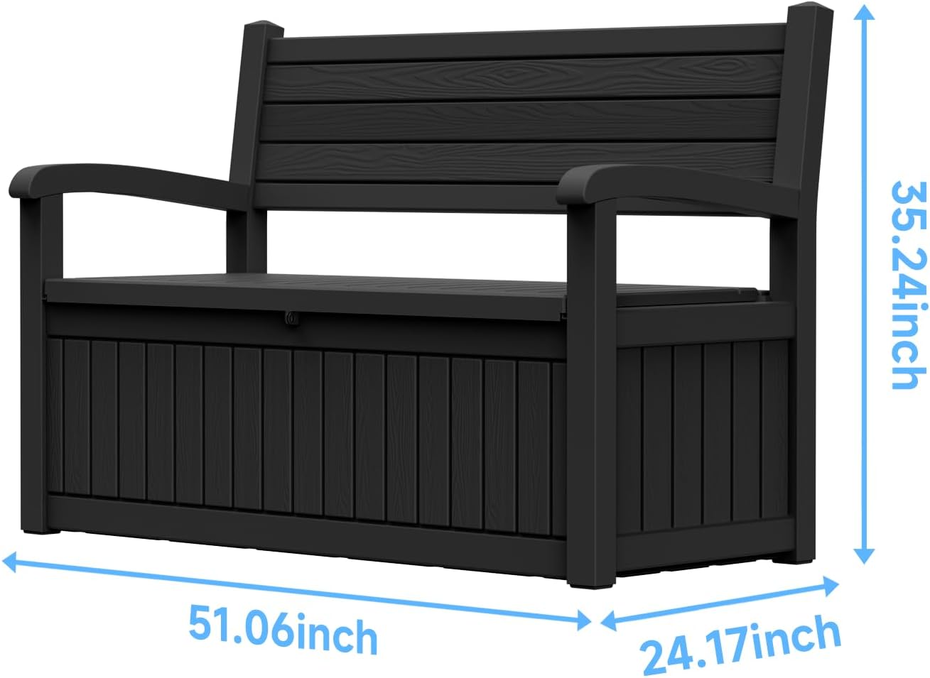 AmaVins 70 Gallon Outdoor Storage Bench Deck Box, Waterproof Lockable, Outdoor Storage Furniture for Patio, Garden, Porch (Black)
