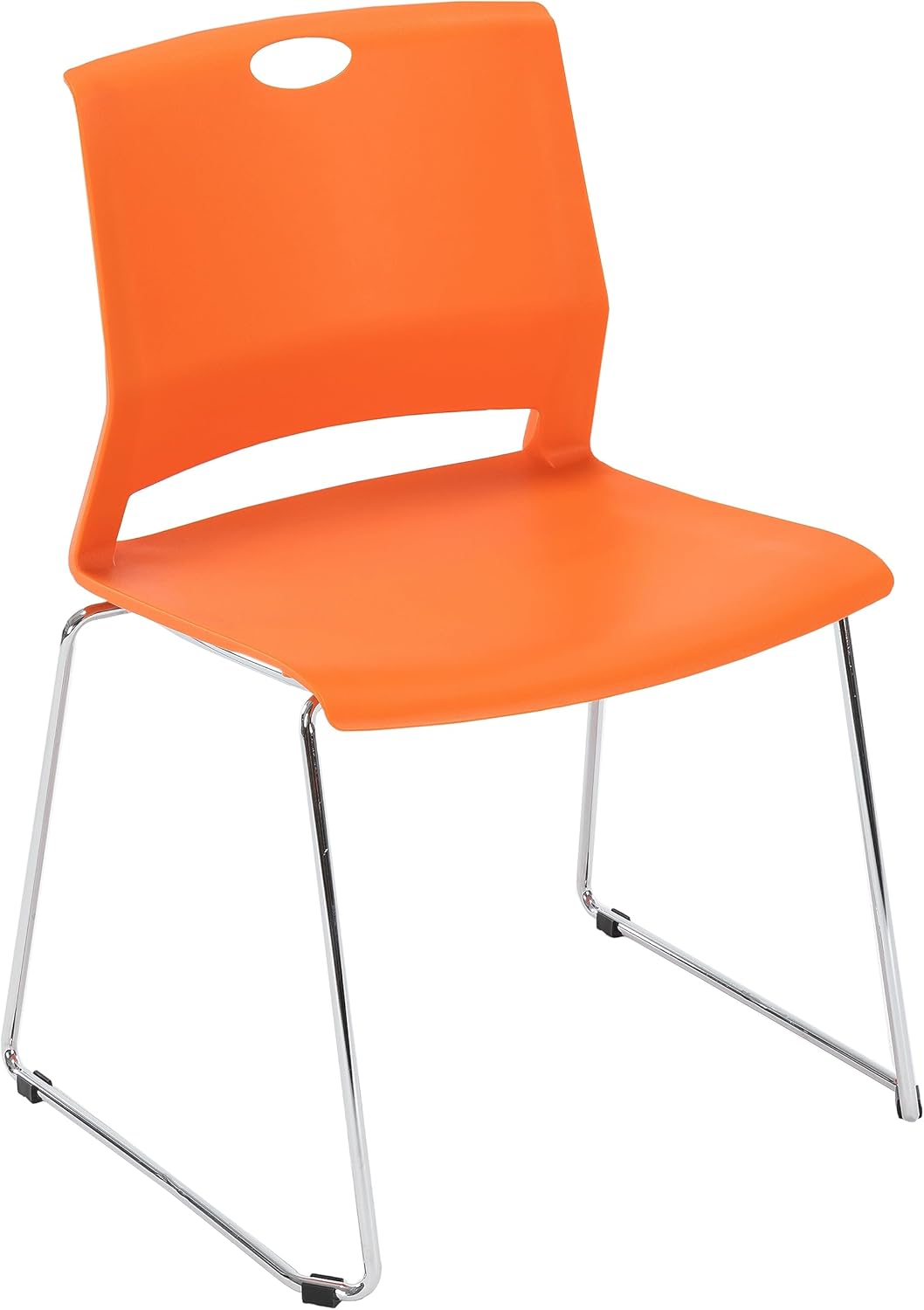 Sidanli Orange Stacking Chairs for Classroom, Plastic Stackable Chairs for Conference Room, Orange Chairs Set of 4.