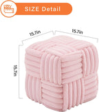 Faux Fur Ottoman Footrest 15.7" Square Vanity Stool, No Assembly Required, Soft Padded Seat for Bedroom, Living Room, Entryway (Pink)