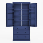 JIJIWANG 77inch Farmhouse Kitchen Pantry Storage Cabinet with Adjustable Shelves and Storage Cabinet,Versatile Cupboard with Door Shelves and Drawers,for Kitchen,Dining Room,Blue