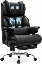 6 Points Massage Big and Tall Office Chair with Foot Rest, 500LBS Heavy Duty Desk Chair with Adjustable Lift Armrests, Ergonomic Computer Chair for Home Office, Gaming & Study，Black