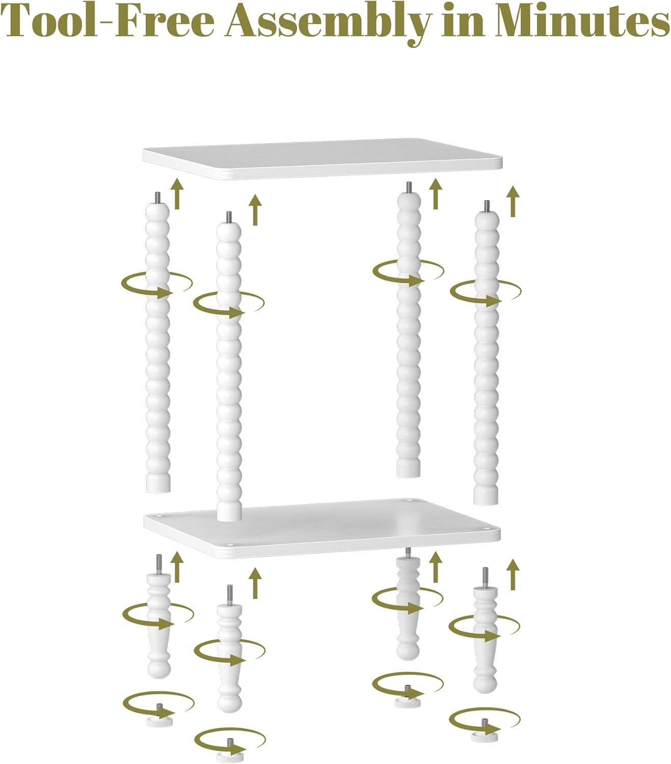Side Table, Small End Table, 2-Tier Nightstand with Storage Shelves, Coffee Table for Small Spaces, Curved Design, Sofa Table for Living Room, Bedroom, White