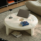 End Tables Modular Plastic Coffee Table Set Interlocking Round Tables for Self-Assembly(White)