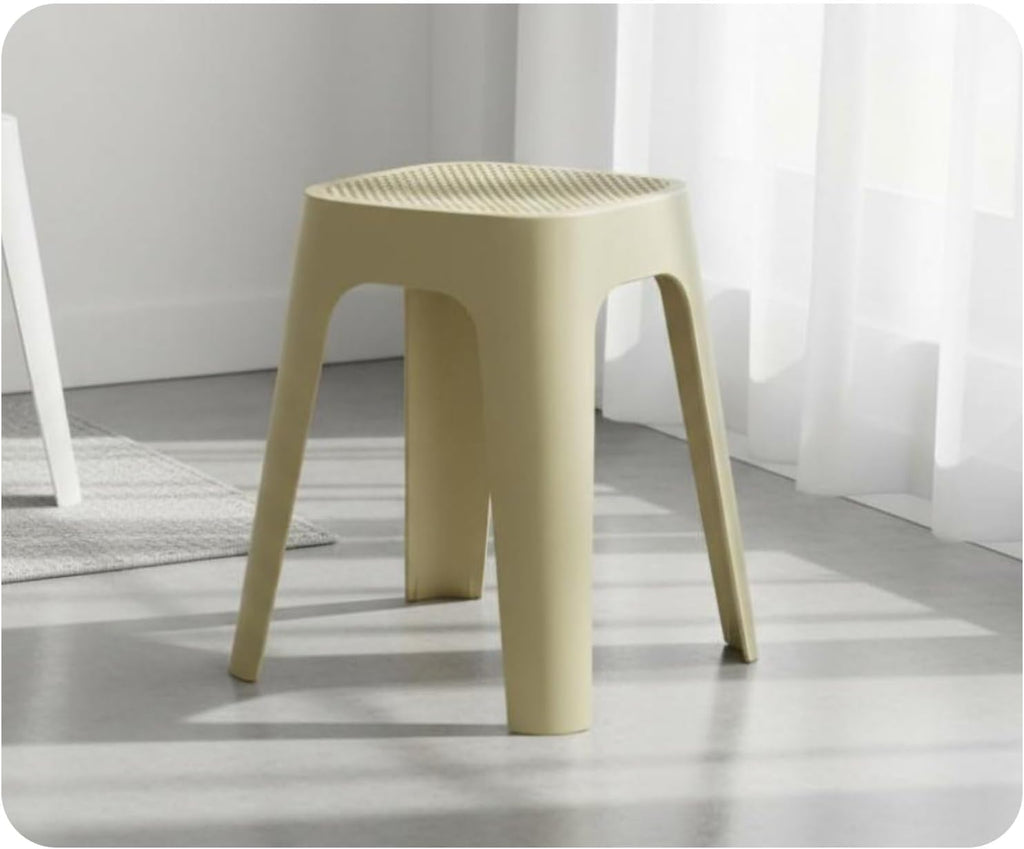 Yajuyi Stool Square Stool Stackable Household Stool Dining Chair with PP Frame and Non Slip Rubber Bases Suitable for Home Seating Dining Compact Apartments, Caramel
