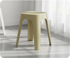 Stool Square Stool Stackable Household Stool Dining Chair with Minimalist PP Build and Secure Anti Slip Pads Suitable for Living Areas Dining Rooms, Milk Tea