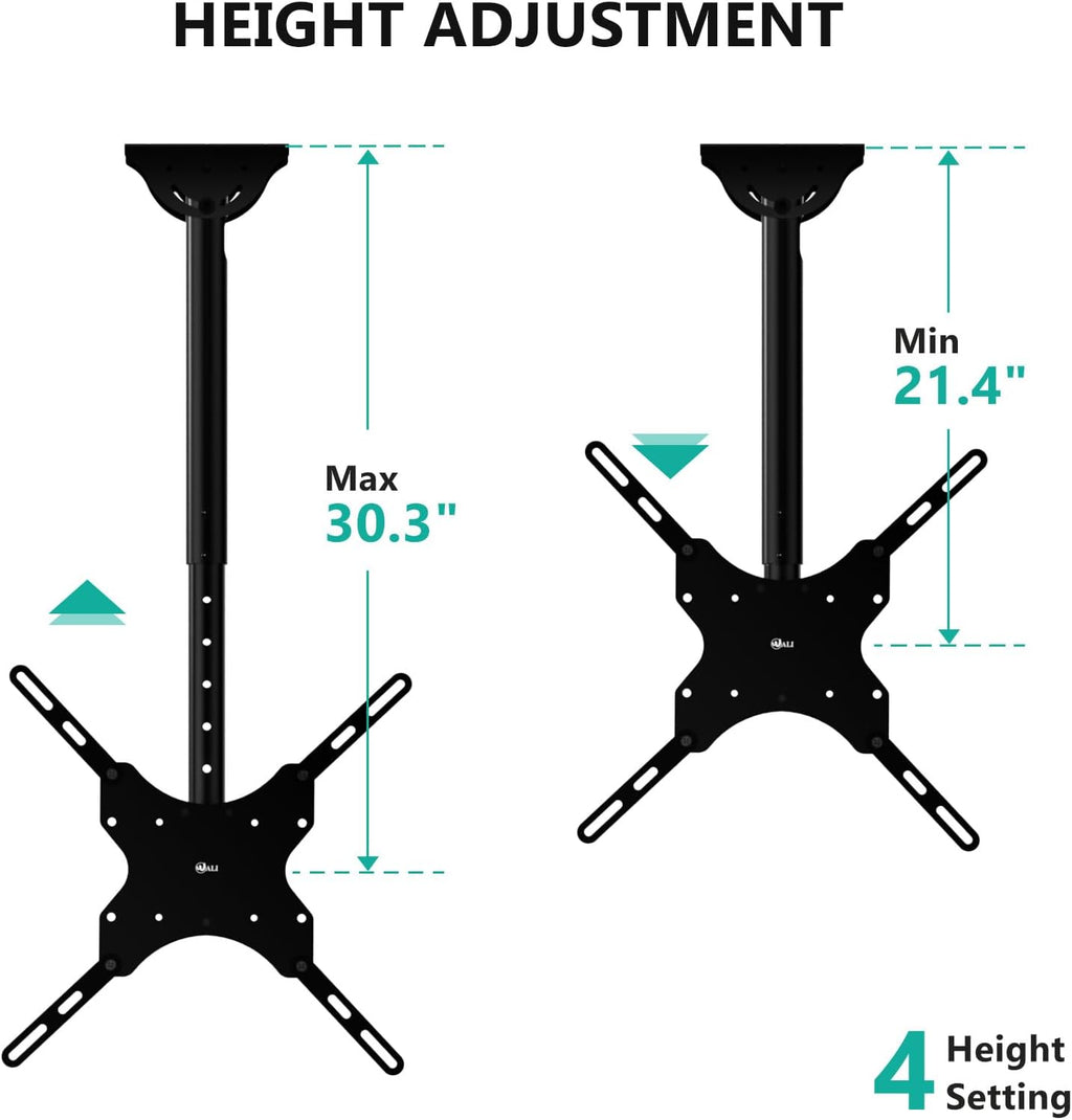 WALI Ceiling TV Mount for 26-65 Inch LCD LED OLED 4K TVs, Hanging Pole Ceiling Mount TV Bracket Up Down, TV Ceiling Mounts for Gym Patio Gazebo, up to 110 lbs, Max VESA 400x400mm (CM2665), Black