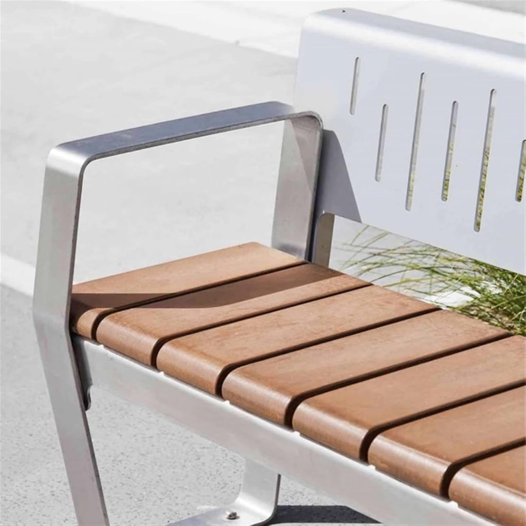 Garden Modern Outdoor Bench with Backrest and Armrests, Suitable for 2-4 People Seat(Large)