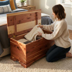 DutchCrafters Rustic Solid Wood Natural Wooden Cedar Chest, Aromatic Cedar Scent - Linen Blanket Storage Chest, Clothes Storage Trunk, End of Bed Storage Bench - Amish Made in USA (36" Width)