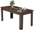 AVAWING Wooden Kitchen Table for 4, Dining Table for 6-8 People, Large Farmhouse Rectangular Tables, Wood Desk with L Shaped Legs, Home Furniture Kitchen & Dining Room Table, Brown/Black