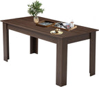 AVAWING Wooden Kitchen Table for 4, Dining Table for 6-8 People, Large Farmhouse Rectangular Tables, Wood Desk with L Shaped Legs, Home Furniture Kitchen & Dining Room Table, Brown/Black