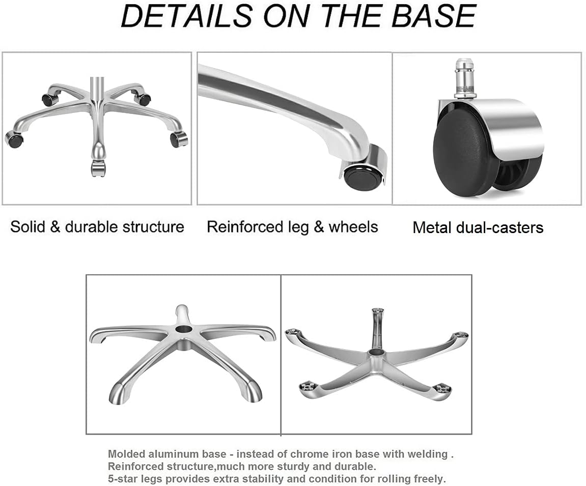 Kaleurrier Ergonomic Drafting Chair with Back Support,Multi-Functional Height Adjustable Swivel Rolling Stool,Multi-Purpose Home Office Desk Chair (Black)