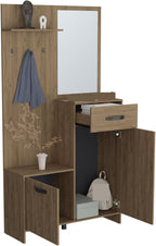 Farmhouse Tall Mirrored Cabinet with Hangers, Console Table for Entryway Living Room,for Kitchen Home