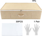 Wedding Dress Storage Box with 30 Acid-Free Paper and Microfiber Gloves, Large Wedding Dress Preservation Box Beige Storage Boxs for Weddingdress Heirlooms Gowns