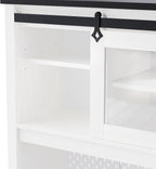 71" Farmhosue Pantry Cabinet with Charging Station, Tall Kitchen Pantry Storage Cabinet with Microwave Stand, Kitchen Hutch with Sliding Door, Pegboard, Wine & 3 Drawers, 47.3 inch