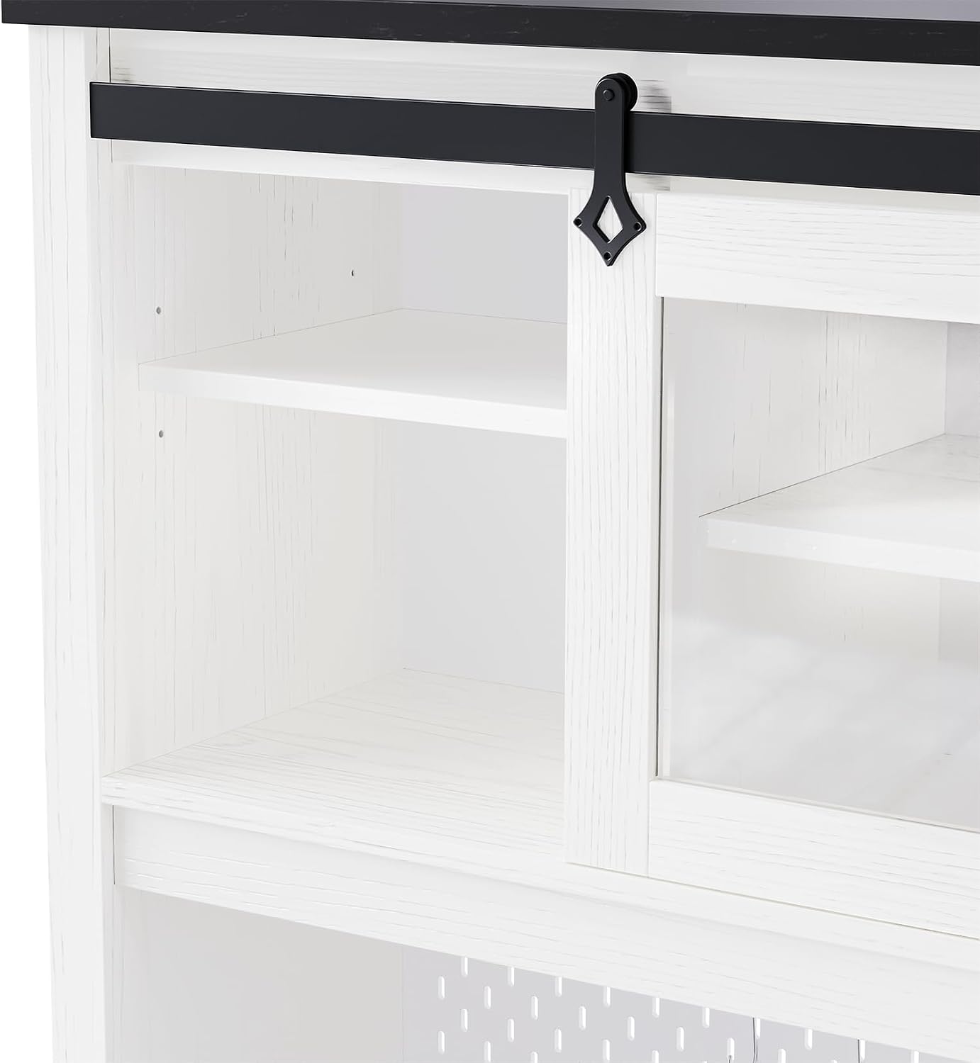 71" Farmhosue Pantry Cabinet with Charging Station, Tall Kitchen Pantry Storage Cabinet with Microwave Stand, Kitchen Hutch with Sliding Door, Pegboard, Wine & 3 Drawers, 47.3 inch