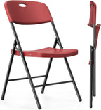 VTOY Heavy Duty Folding Chairs, 450 lbs Capacity Stackable Plastic Chairs, Durable & Comfortable for Indoor Outdoor, Wedding, Party, Patio, Office (Red 2 Pack)
