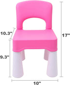 burgkidz Plastic Kids Chair, Durable and Lightweight, 9.3" Height Seat, Indoor or Outdoor Use for Toddlers Boys Girls Aged 2+ (Pink)