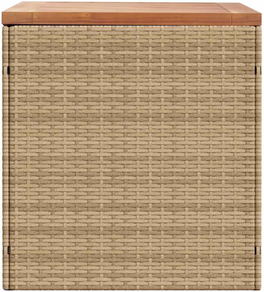 Patio Storage Box Outdoor Resin Wicker Bench 43.3"x19.7"x21.3" Weather Resistant with Acacia Wood Lid Seat and Lockable Chest for Garden Cushions Blankets Tool Storage
