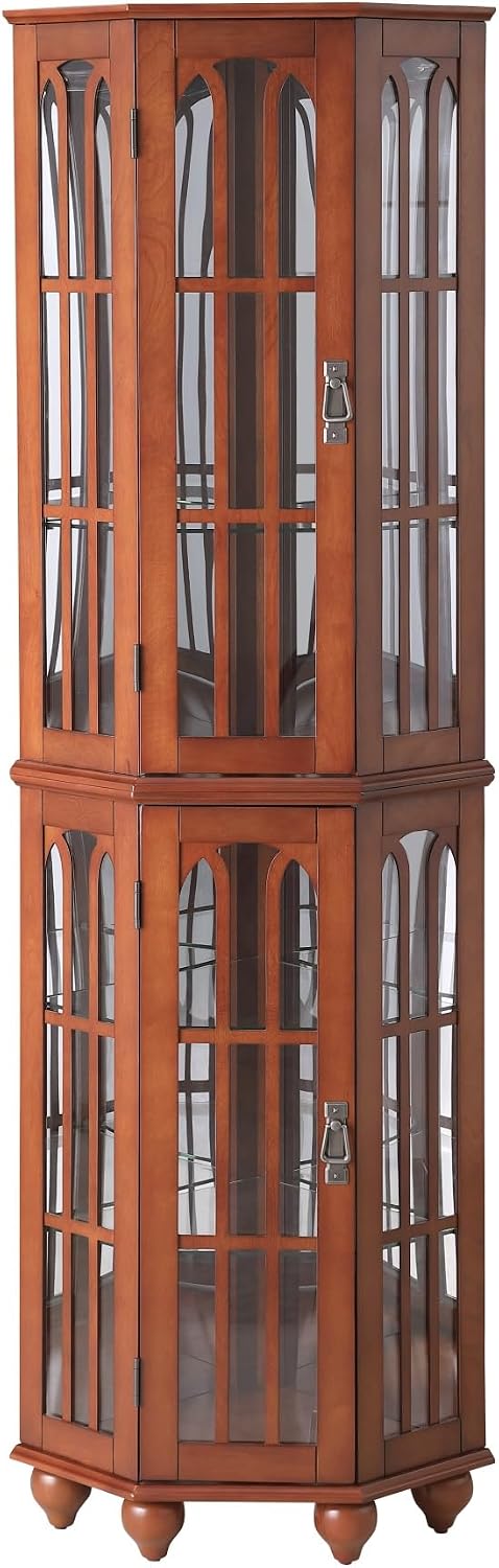 Pantry Sideboard Locker, Corner Curio Cabinet, with 4 Adjustable Tempered Glass Shelves and Lighting System,for Kitchen Home