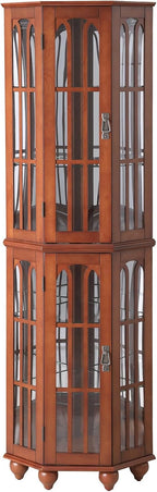 Pantry Sideboard Locker, Corner Curio Cabinet, with 4 Adjustable Tempered Glass Shelves and Lighting System,for Kitchen Home