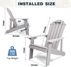 Adirondack Chair, All Weather Resistant Plastic Chairs with Cup Holder, 5 Easy Steps to Install, Outdoor Chairs for Patio, Garden, Backyard Deck, Lawn, Fire Pit - Grey