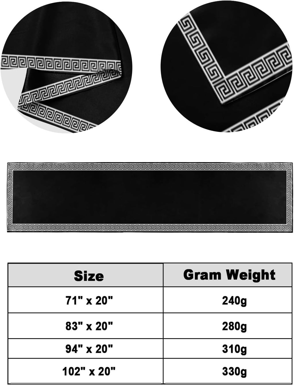 Greek Art Inspired Geometry Bed Runners for Bedroom Hotel,Decorative Bedding Scarf Abstract Monochrome Black White Bed End Blanket Bedding Runner Scarves for King Size Bed,102x20in