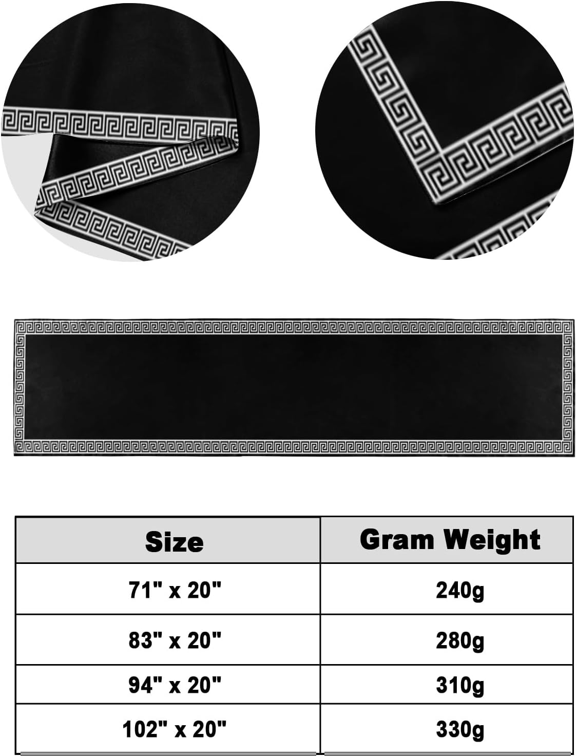 Greek Art Inspired Geometry Bed Runners for Bedroom Hotel,Decorative Bedding Scarf Abstract Monochrome Black White Bed End Blanket Bedding Runner Scarves for King Size Bed,102x20in