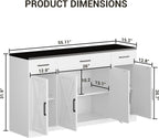 55" Sideboard with Storage Kitchen Storage Cabinet with 3 Drawers, Modern Large Wood Farmhouse Buffet Cabinet TV Stand Coffee Bar for Living Room Hallway