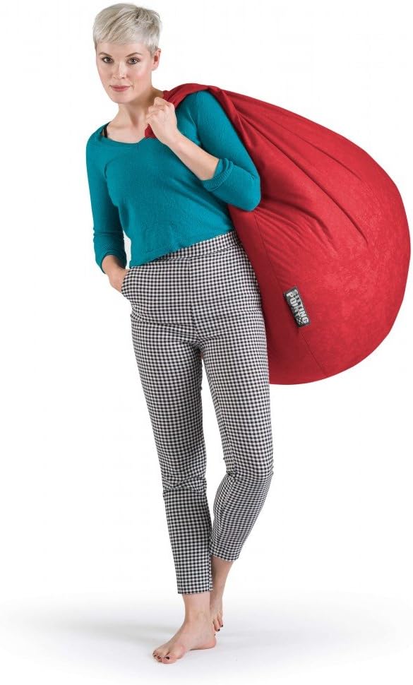 Gouchee Home Easy Collection Contemporary Polyester Upholstered Oversized Bean Bag Chair, Tomato, X-Large