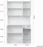 70.87" Tall 6-Door Kitchen Pantry Cabinet with Drawer & Open Shelf, Freestanding Storage Cupboard with Fixed Shelves for Kitchen, Dining Room, Laundry Room(White)