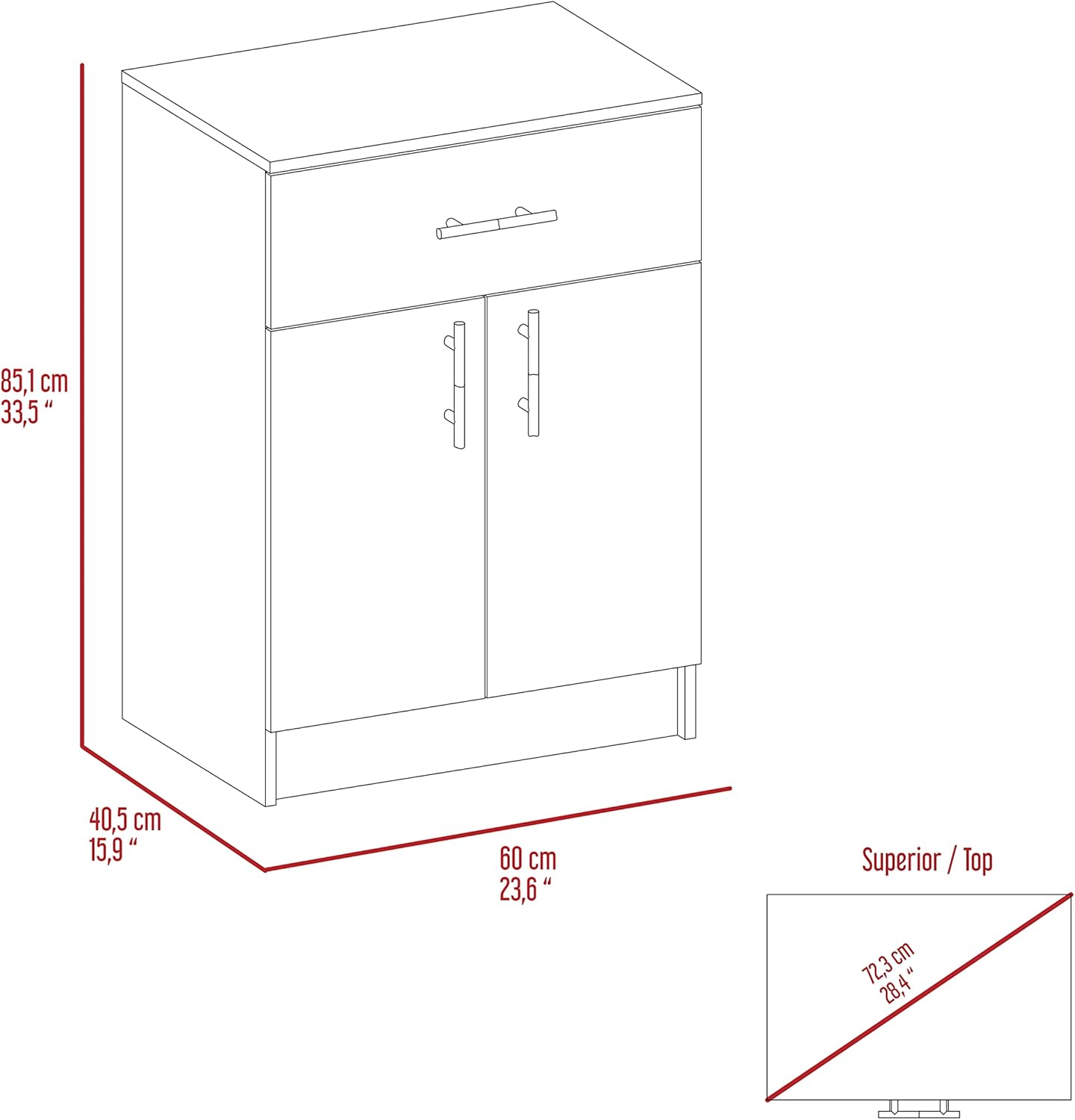 Oxford Pantry Cabinet, Kitchen Storage Solution for Utensils, Food & Dishes - Wall Storage, Adjustable Shelves, Compact Design