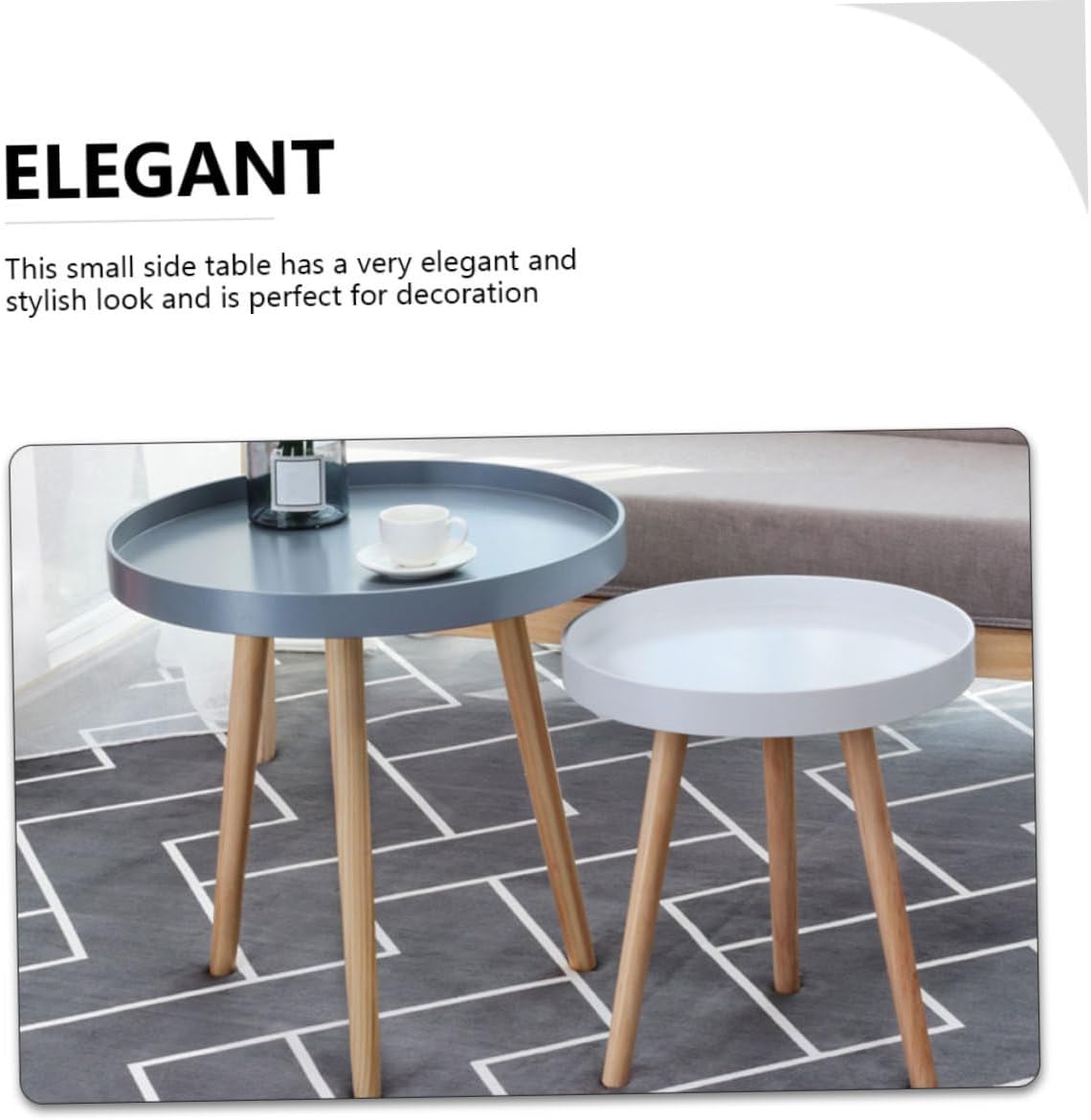 Totority Modern Mini Round Household Sofa Side Table White Small Nordic Style Round Accent Table for Living Room and Bedroom