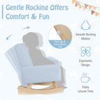 Kids Rocking Chair, Toddler Couch with Solid Wood Base & Non-Slip Pads, Durable Linen Fabric Toddlers Sofa, Children Rocker Armchair in Playroom, Nursery, Bedroom