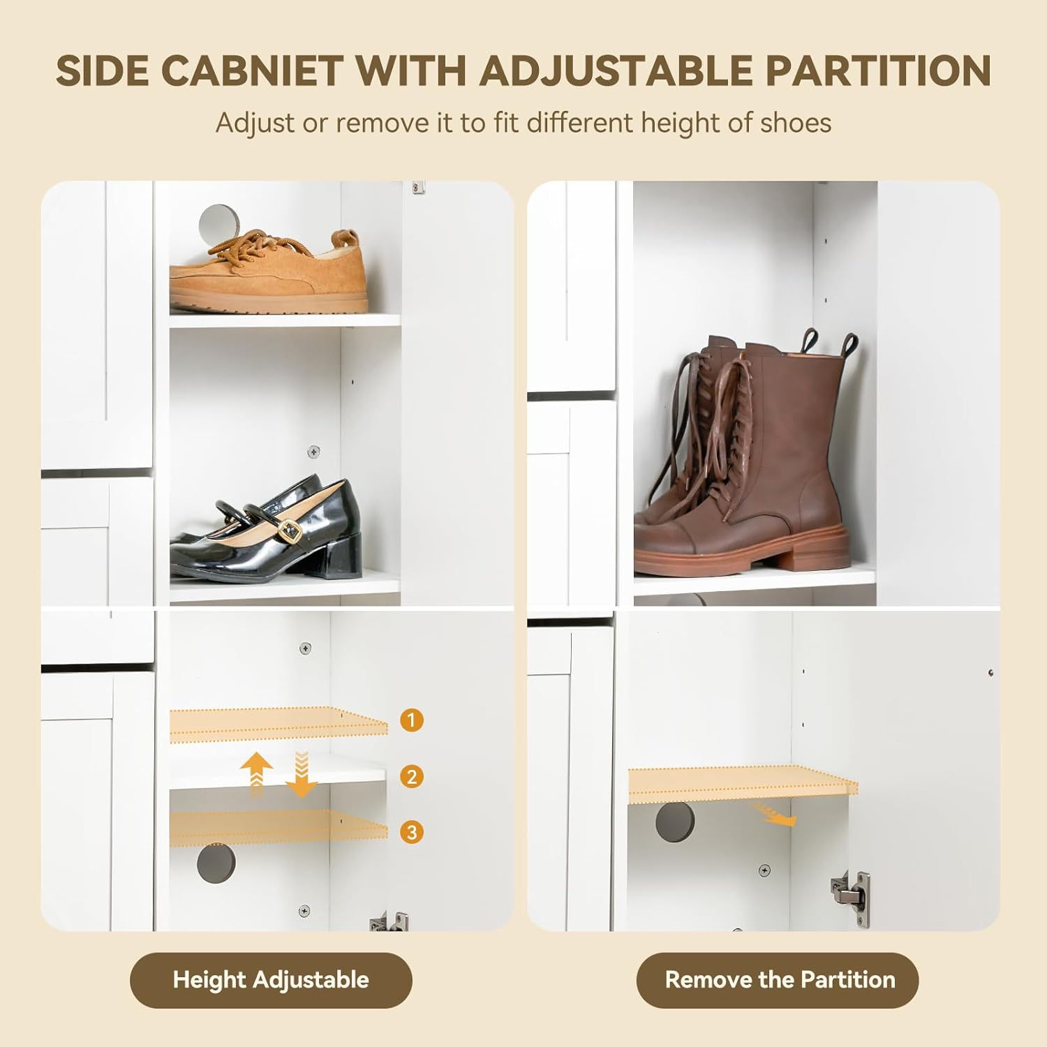 Artswish Narrow Shoe Cabinet with Flip Drawers & Power Outlet, Wooden Shoe Storage Cabinet with Side Cabinet & Adjustable Shelves, Shoe Rack with Drawers for Entryway, Hallway, White