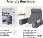 ENITYA Back Pillow for Bed Sitting Up,Reading Pillow with Armrests & Big Pockets for Adults,Upright Pillow for Resting,Watching TV,Nursing,Recovery,Gaming,Grey