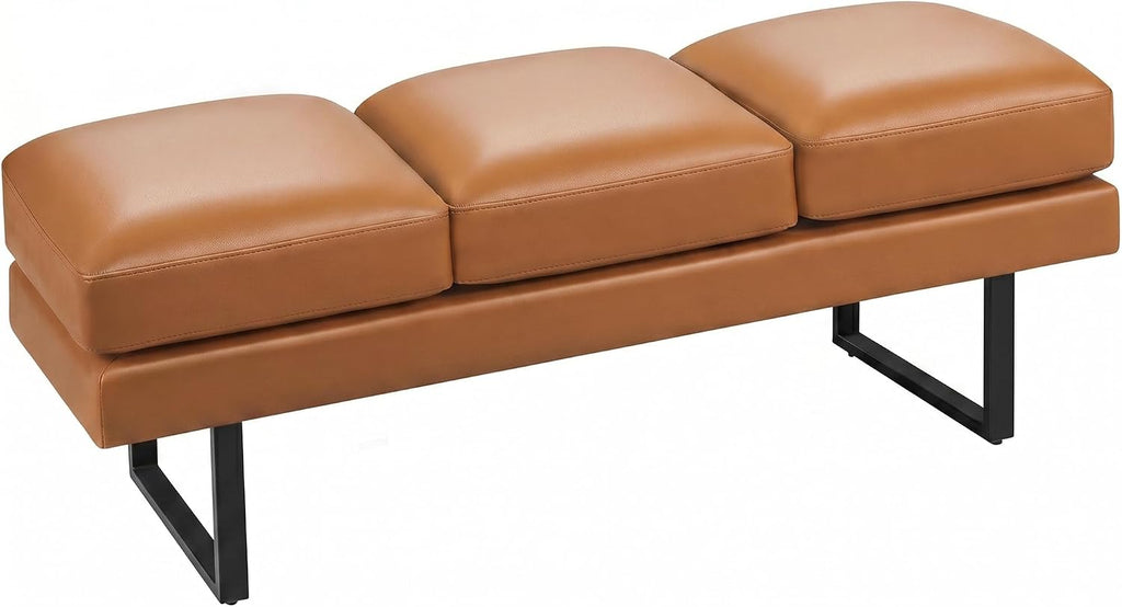Shahoo Waiting Room Bench, Heavy-Duty Leather Reception Chairs with Metal Legs, Office Guest Chairs for Guests, Home Conference Lobby Area, 60 Inch, Brown