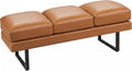 Shahoo Waiting Room Bench, Heavy-Duty Leather Reception Chairs with Metal Legs, Office Guest Chairs for Guests, Home Conference Lobby Area, 60 Inch, Brown