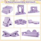 INFANS Mondular Kids Play Couch, 8PCS Toddler Sectional Sofa Building Fort for Bedroom Playroom, Imaginative Convertible Floor Cushion, Foam Set for Boys Girls