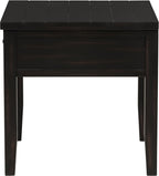 Sutter, End Table, Side Table, Java Pine Veneer Accent Table, Square Living Room Table with 1 Drawer, Planked Top, 24 Inches Wide