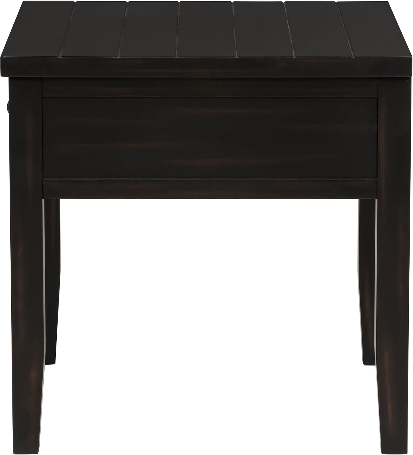 Sutter, End Table, Side Table, Java Pine Veneer Accent Table, Square Living Room Table with 1 Drawer, Planked Top, 24 Inches Wide
