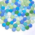 HappyFiller 1 LB Decorative Matted Sea Glass Gems Flat Marbles Gemstones,Weighted Fillers for Flower Vases,Craft Mosaics,Fishbowl Pebbles Stones,Candle Holder,Fountain Beads,Blue Green Mix