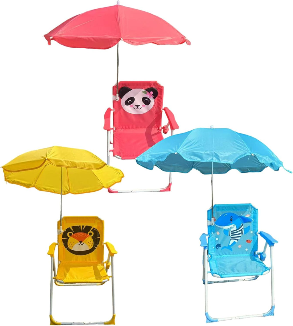 Kids Beach Chair with Umbrella, Kids Beach Chair with Umbrella, Foldable & Detachable Portable Oxford Cloth Cute with Canopy for Outdoor Summer, Blue