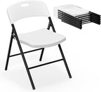 VINGLI Folding Chairs, Plastic Foldable Chair, Capacity up to 350 lbs, Portable Seating for Indoor Outdoor Events Parties Camping Work School Commercail (6, White)