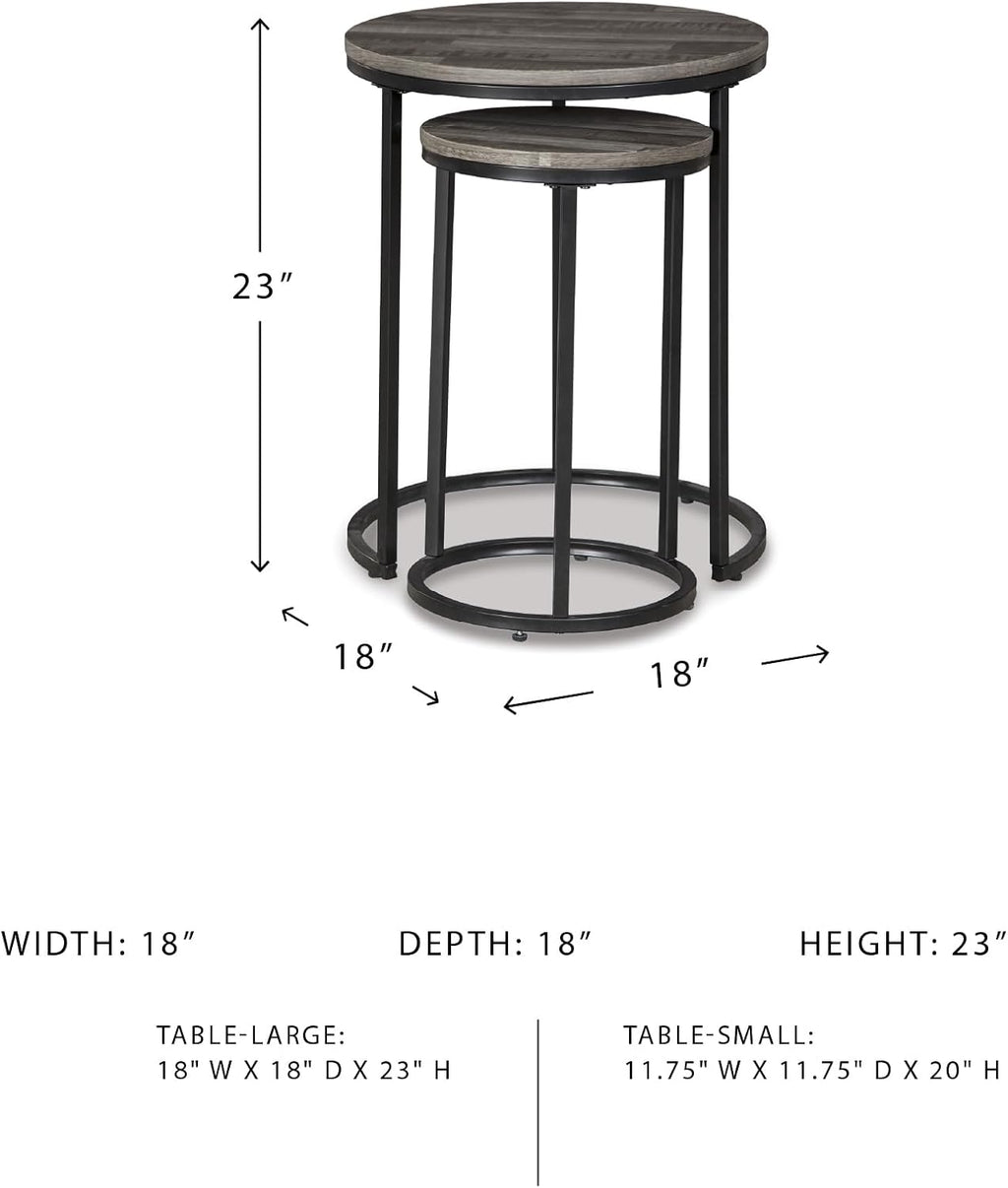 Signature Design by Ashley Briarsboro Urban Industrial Nesting Accent Table Set, 2 Count, Black & Gray
