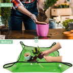 Large 39.4"*39.4" Repotting Mat for Indoor Plants Transplanting, Waterproof Heavy Duty Potting Tray for Mess Control, Succulent Potting, Gardening Mat, Patio Bonsai Tools, Clear Green